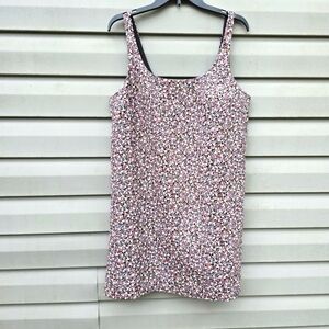 H&M Floral Corduroy Jumper Dress Womens M Pink Multi‎ Scoop Neck 90s Casual New